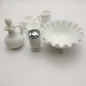 Vintage Fenton Hobnail Milk Glass Set of Six Made in USA Circa 1960s